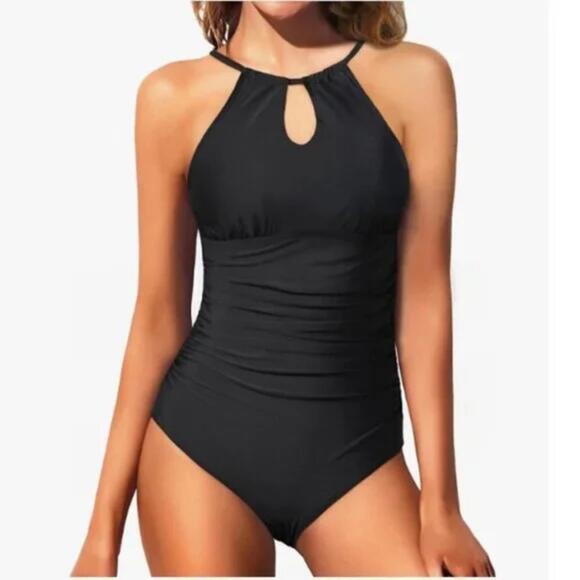 NWT Holipick One Piece Tummy Control High Neck Halter Swimsuit, XL (16) - Picture 1 of 4